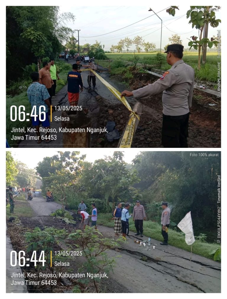 Akses Jalan Ambles, Polisi Pasang Rambu Peringatan di Perbatasan Kedungpadang-Jintel