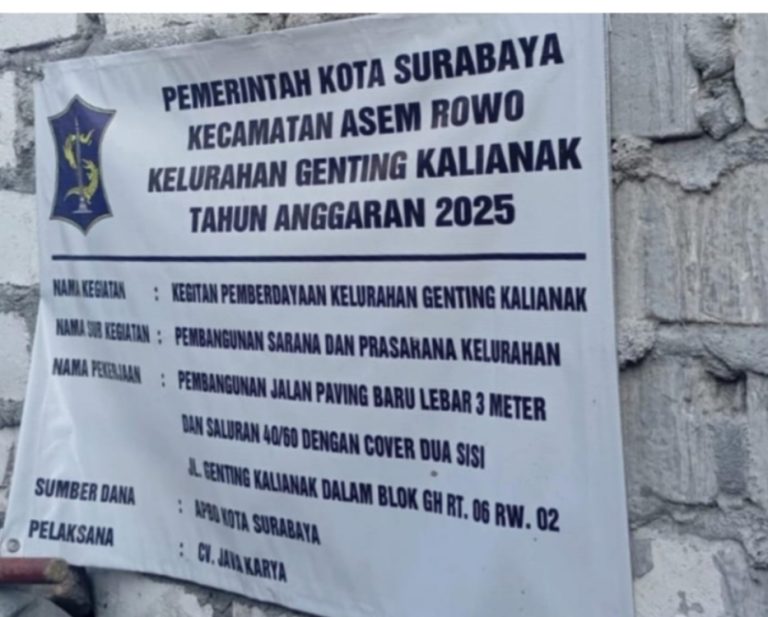 Proyek U-Ditch di Genting Tambak Dalam Diduga Asal-Asalan, Papan Nama Disembunyikan