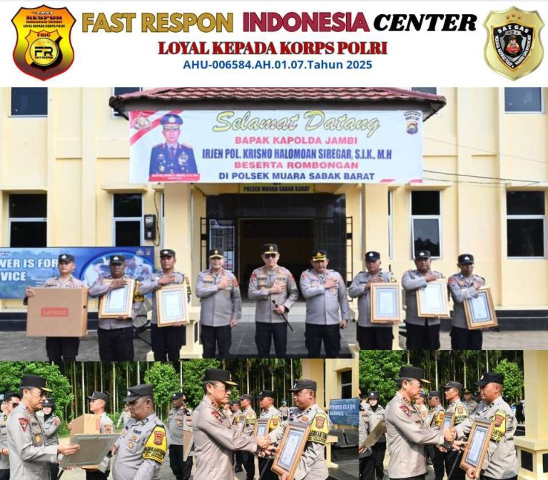 Kapolda Jambi Beri Penghargaan Kepada Personel BKTM Polsek Sabak Barat Polres Tanjabtim Atas Prestasi Kinerja Terbaik 