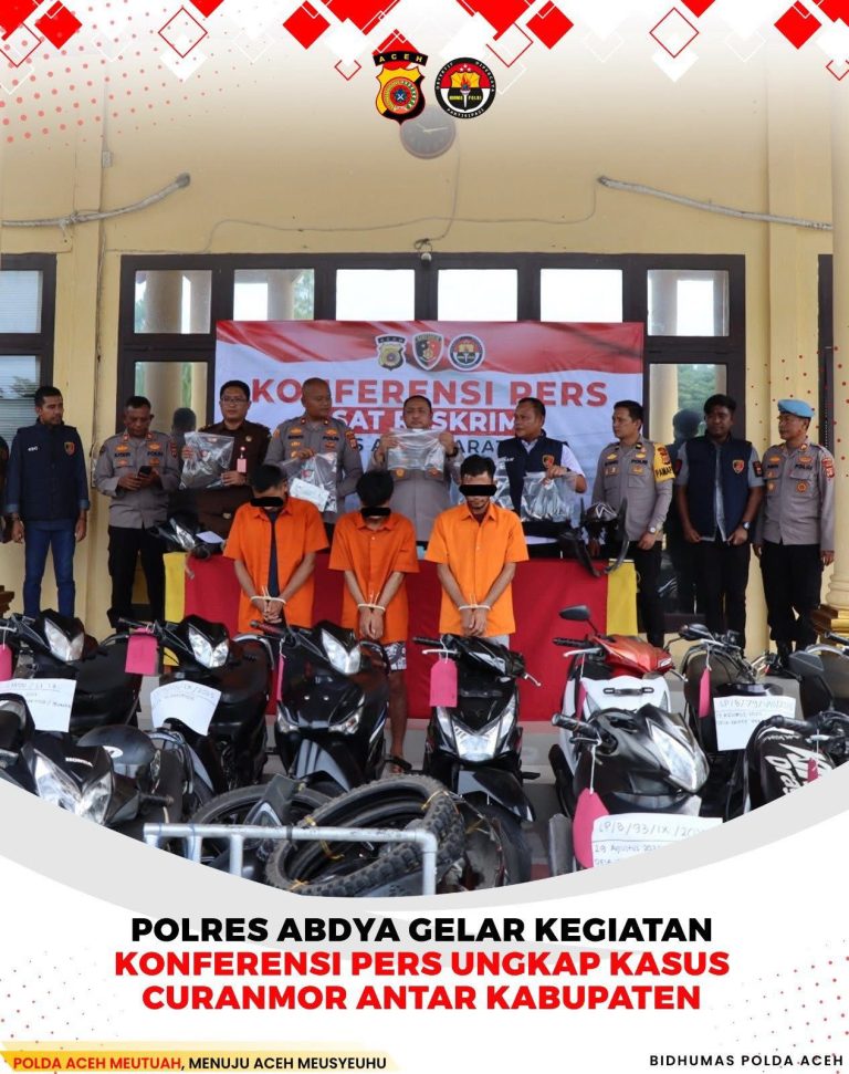 POLRES ABDYA GELAR KEGIATAN KONFERENSI PERS UNGKAP KASUS CURANMOR ANTAR KABUPATEN