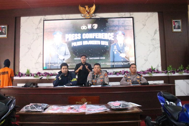 Polres Mojokerto Kota Berhasil Ungkap Curanmor Dua Tersangka dan 4 Unit Motor Diamankan