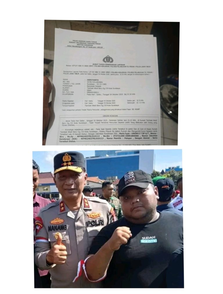 Polsek Kenjeran Tangani Kasus Pencurian Sepeda Listrik di Tambak Wedi, Kerugian Capai Rp13 Juta