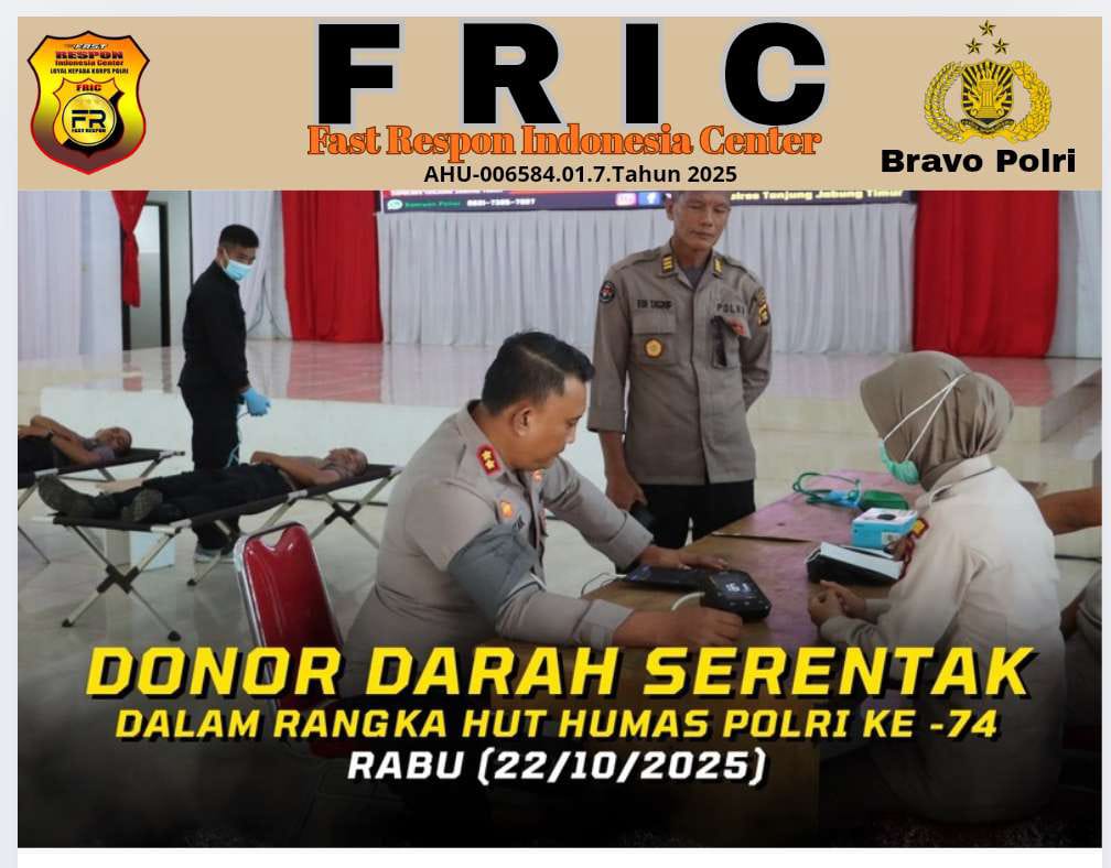Polres Tanjung Jabung Timur Gelar Donor Darah dalam Rangka Hari Jadi ke-74 Humas Polri Tahun 2025