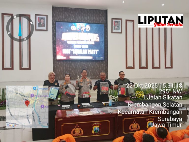 Konferensi pers satreskrim Polrestabes Surabaya ungkap Kasus LGBT ” SIWALAN PARTY”