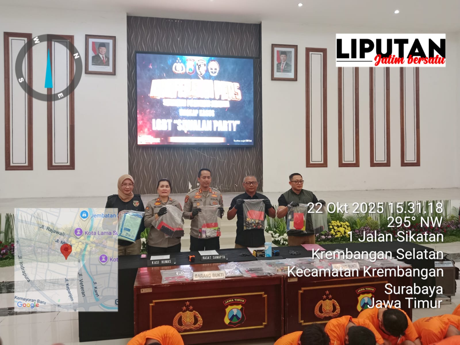 Konferensi pers satreskrim Polrestabes Surabaya ungkap Kasus LGBT ” SIWALAN PARTY”