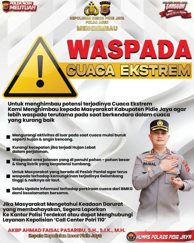 IMBAUAN KAPOLRES ACEH TIMUR DALAM MENGHADAPI POTENSI BENCANA DI MUSIM HUJAN