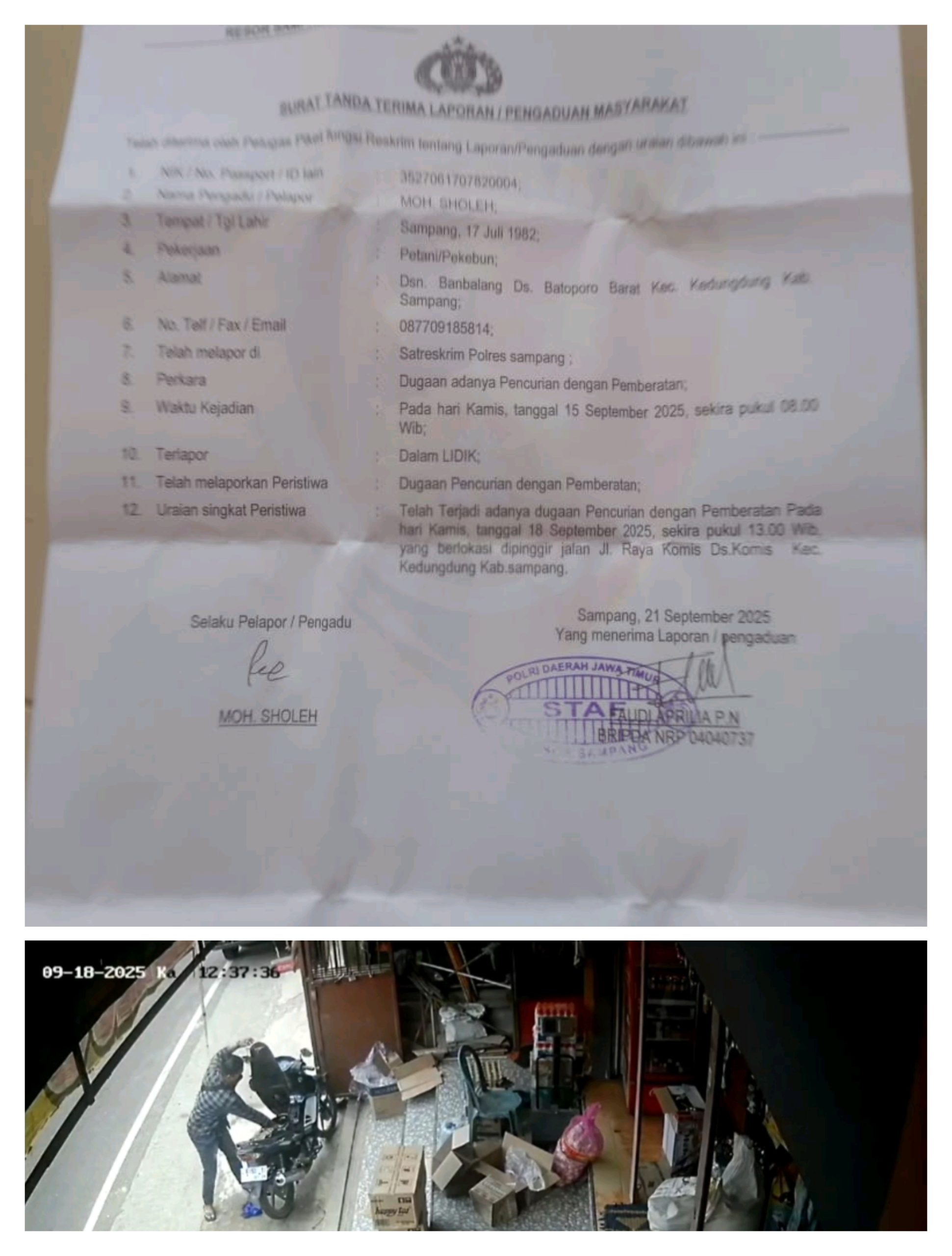 Korban Pencurian Uang di Jok Motor Keluhkan Kinerja Polres Sampang: Penanganan Dinilai Lamban dan Tidak Transparan