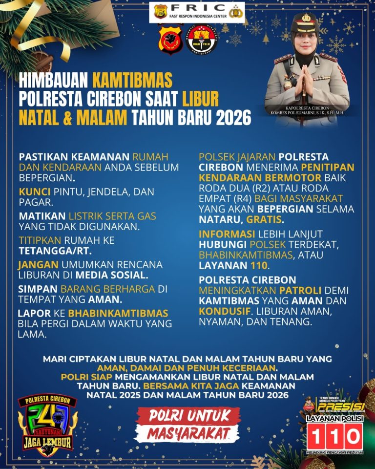 Himbauan Kamtibmas Polresta Cirebon Dalam Rangka Libur Natal 2025 dan Malam Tahun Baru 2026