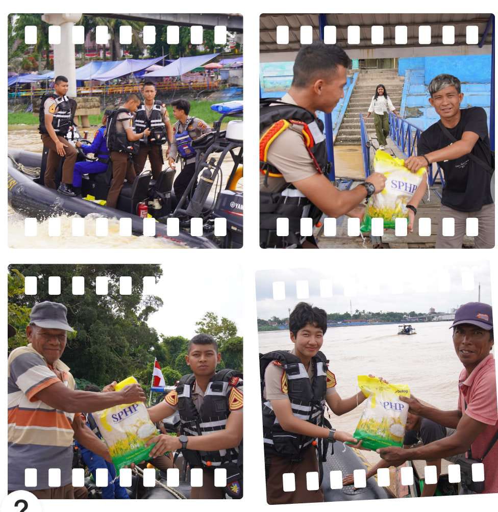 Taruna Akpol Asal Jambi Salah Satunya Putra Dirpolairud Laksanakan Bakti Sosial, Bagikan Beras ke Masyarakat Perairan Jambi.