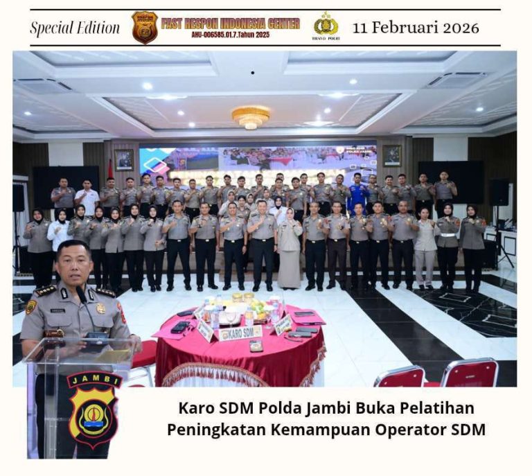 Karo SDM Polda Jambi Buka Pelatihan Peningkatan Kemampuan Operator SDM