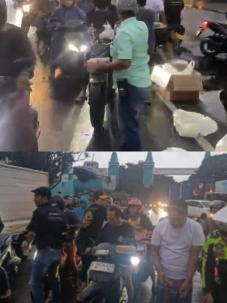 Kolaborasi Media Gelar Aksi Bagi Takjil, Satlantas Polres Pelabuhan Tanjung Perak Turun Tangan Amankan Arus