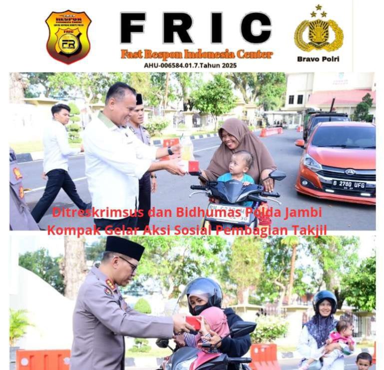 Ditreskrimsus dan Bidhumas Polda Jambi Kompak Gelar Aksi Sosial Pembagian Takjil