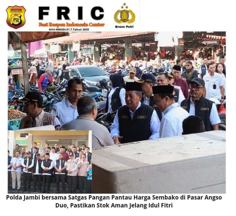Polda Jambi bersama Satgas Pangan Pantau Harga Sembako di Pasar Angso Duo, Pastikan Stok Aman Jelang Idul Fitri