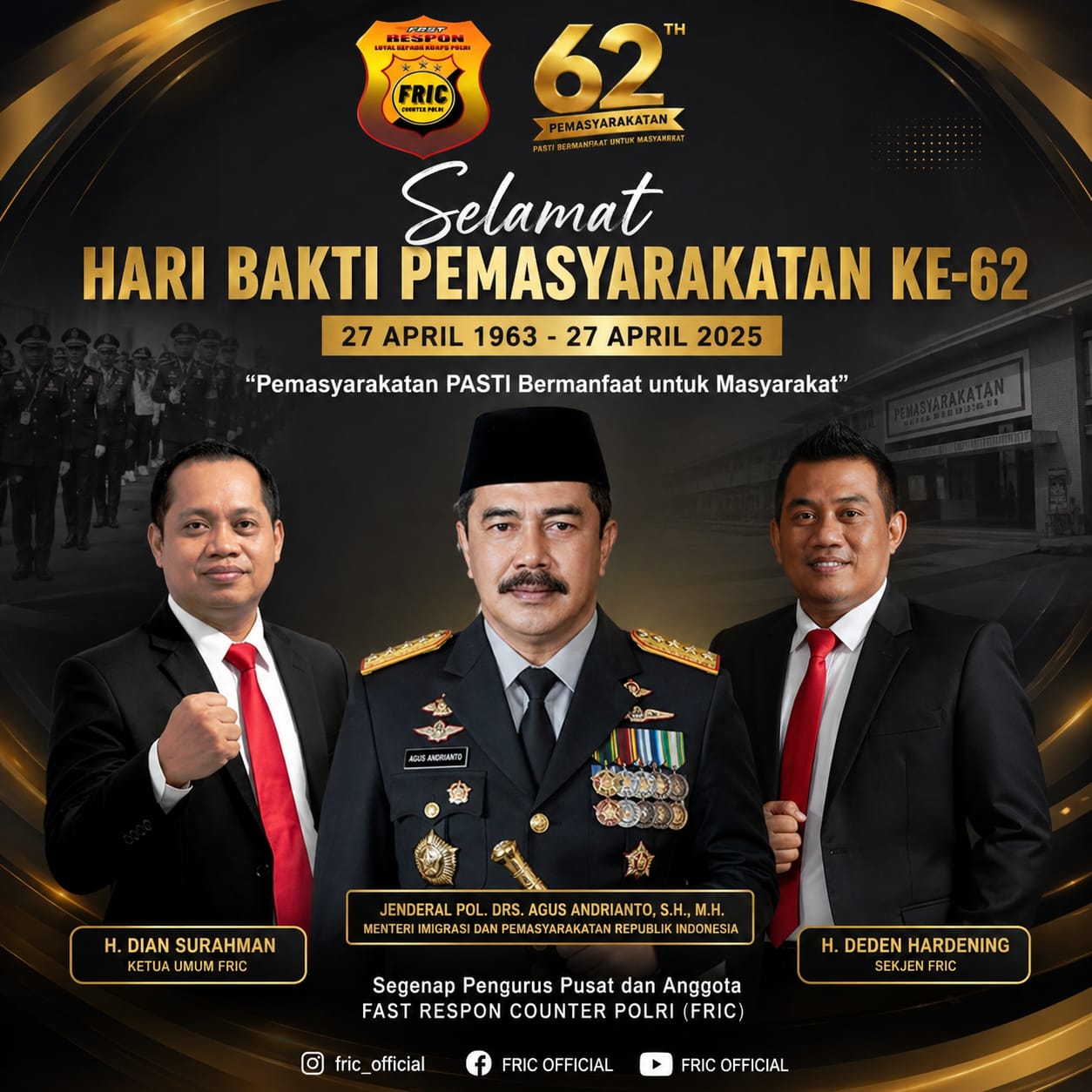 Ketum H. Dian Surahman dan Sekjen H. Deden Hardening Pimpin Apresiasi FRIC di Hari Bakti Pemasyarakatan ke-62