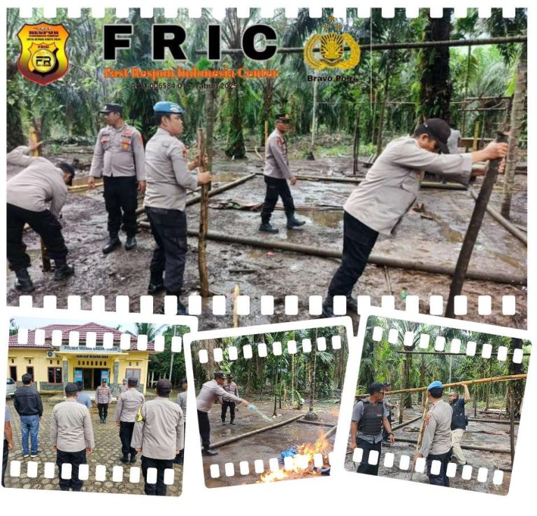 Polsek Muara Sabak Timur Tertibkan Lokasi Diduga Arena Judi Sabung Ayam di Parit 7.