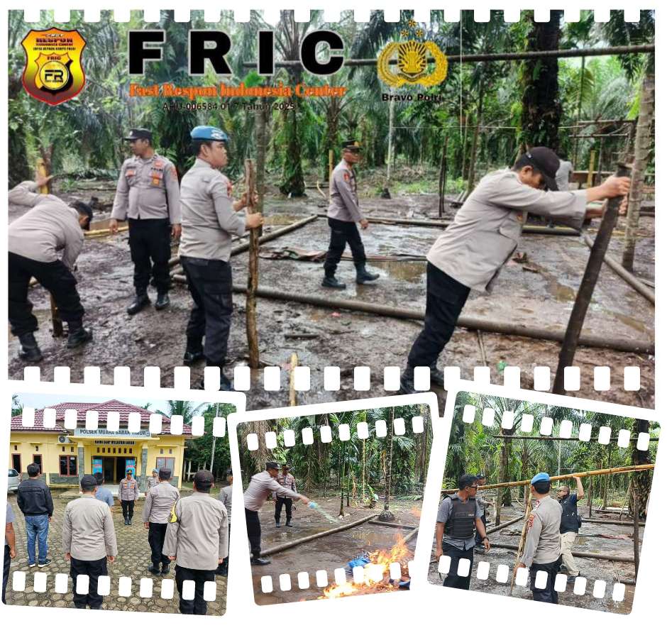 Polsek Muara Sabak Timur Tertibkan Lokasi Diduga Arena Judi Sabung Ayam di Parit 7.