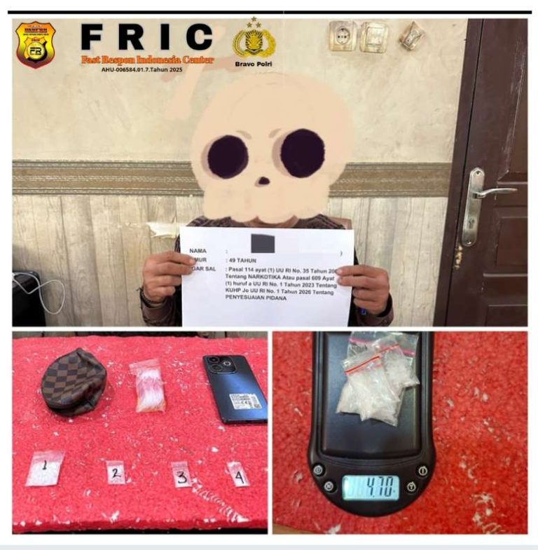 Komitmen Berantas Narkoba , Satnarkoba Polresta Jambi Berhasil Amankan Seorang Pria Diduga Pengedar Dengan BB Sabu Seberat 4,79 Gram