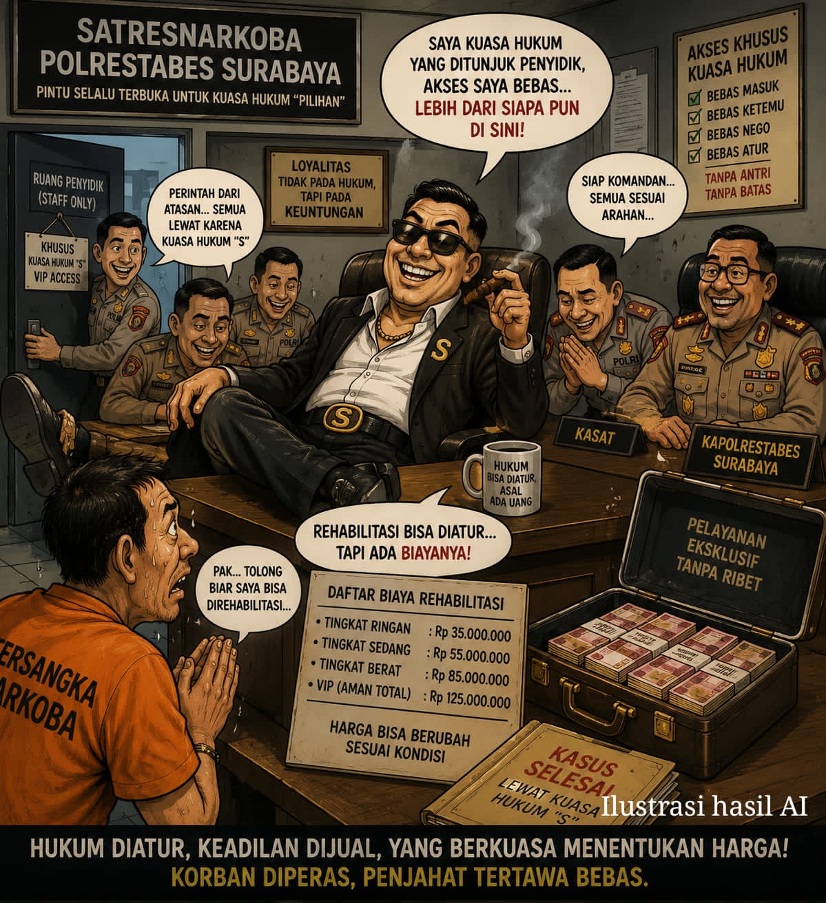 Publik Soroti Dugaan Permainan Rehabilitasi Narkoba dan Akses Khusus Pengacara S di Polrestabes Surabaya