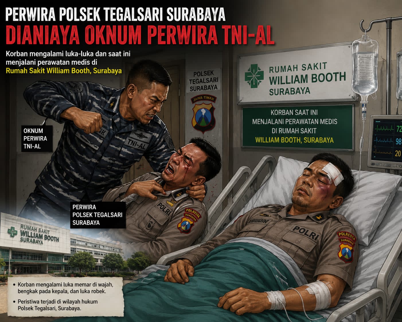 Peristiwa Pemukulan Menimpa Anggota Polisi, Oknum Perwira TNI-AL Jadi Tersangka