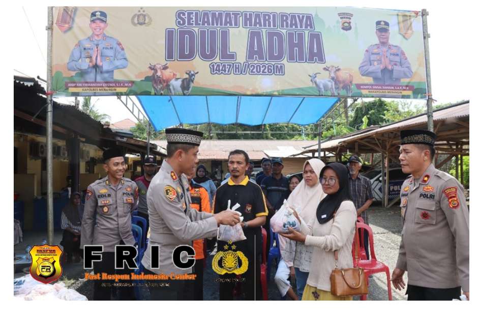 Wujud Kepedulian Polri, Kapolres Merangin Pimpin Pemotongan Hewan Qurban, 8 Ekor Sapi 2 Ekor Kambing