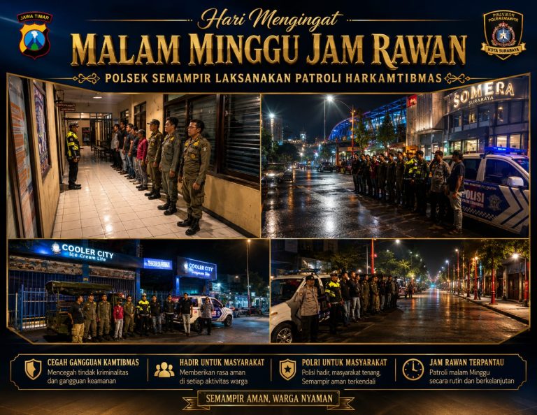 Hari Mengingat Malam Minggu Jam Rawan, Polsek Semampir Laksanakan Patroli Harkamtibmas
