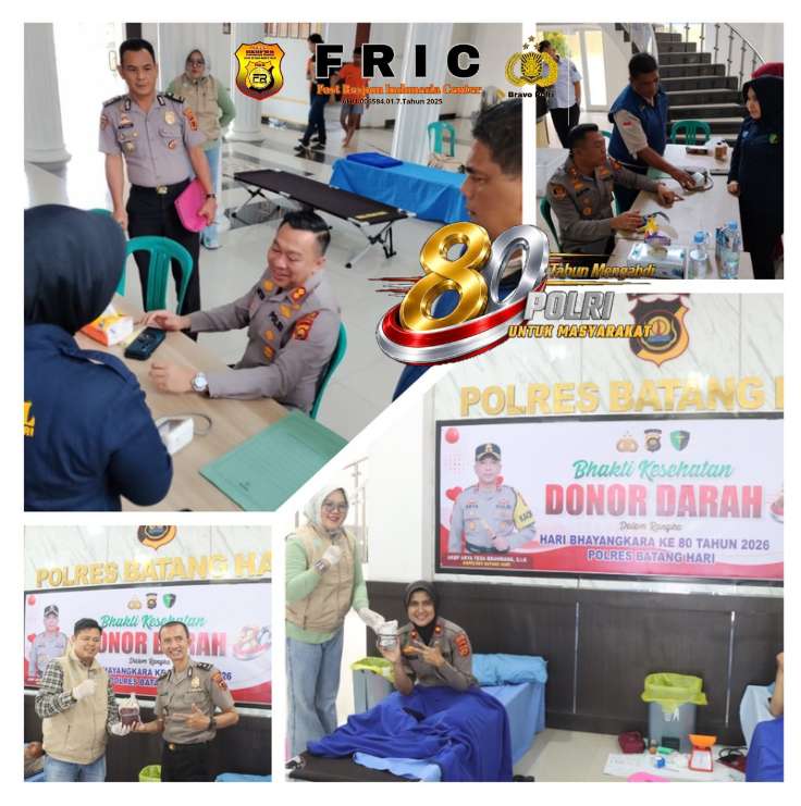 Polri Peduli Kemanusiaan Jelang Hari Bhayangkara Ke-80 Polres Batanghari Gelar Donor Darah