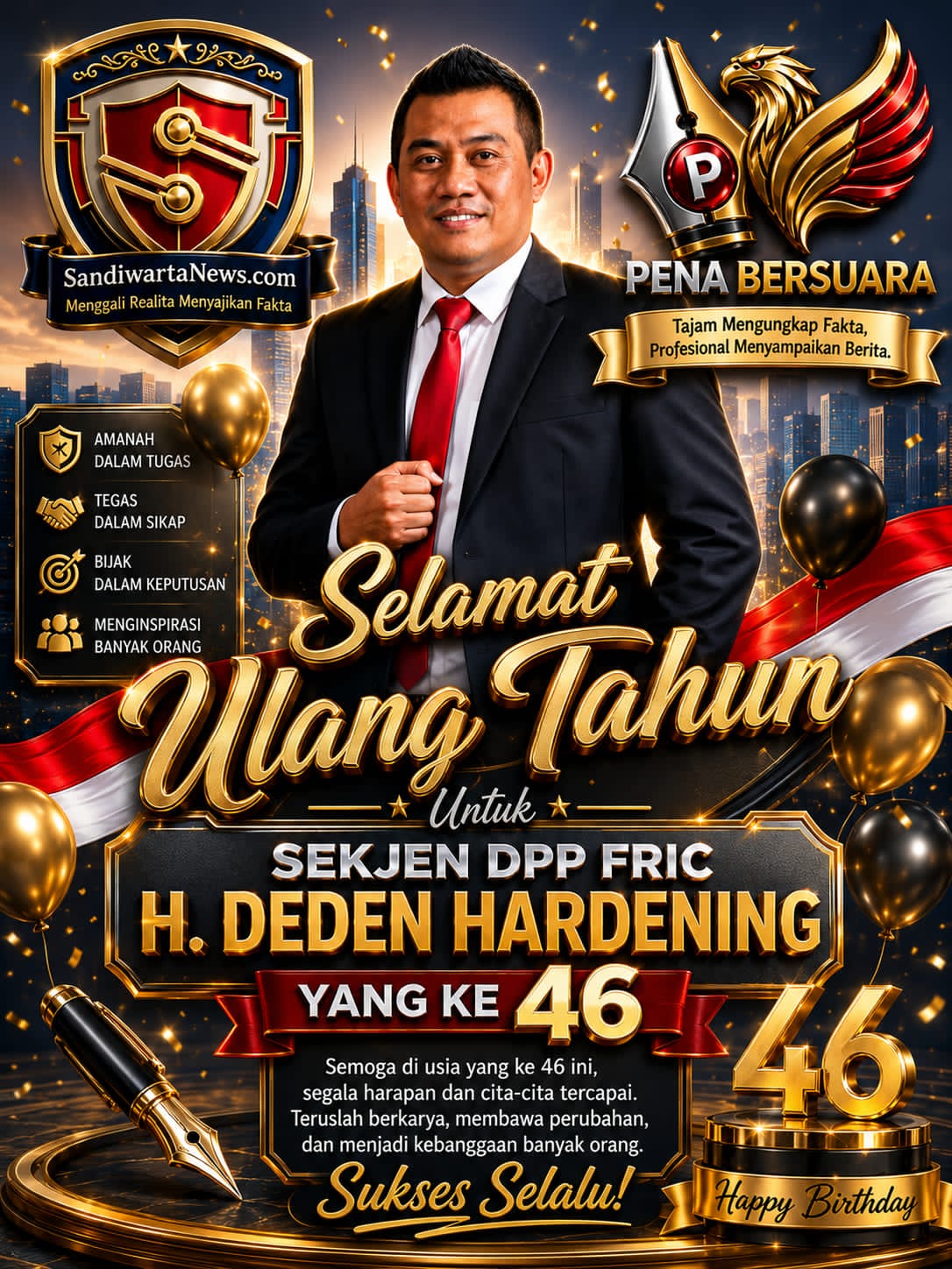 FRIC DPW Jawa Timur Ucapkan Selamat Ulang Tahun kepada Sekjen DPP FRIC