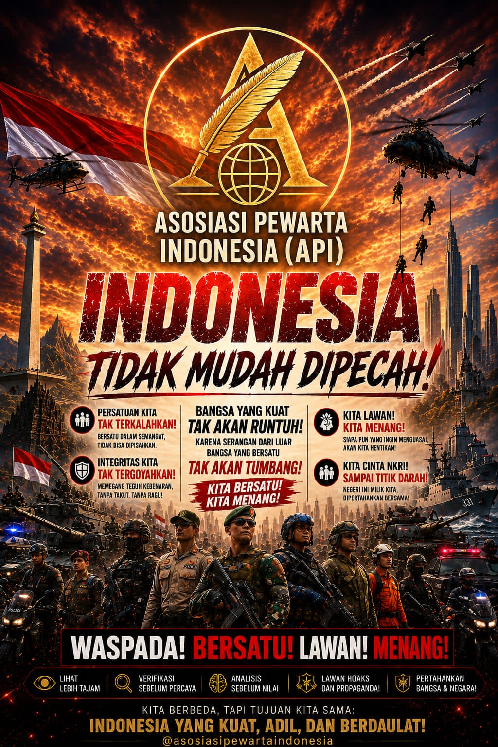 INDONESIA TIDAK MUDAH DIPECAH: Semangat Persatuan Asosiasi Pewarta Indonesia Menggema