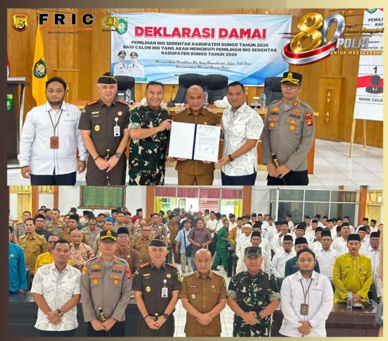 Kapolres Bungo Dukung Deklarasi Pilrio Serentak Komitmen Wujudkan Demokrasi Kondusif Bersama Wujudkan Sitkamtibmas