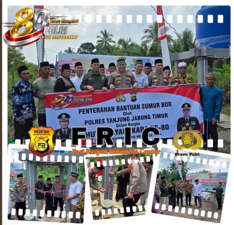 Polres Tanjab Timur Serahkan Bantuan Sumur Bor dan Instalasi Air Bersih untuk Ponpes Nurul Huda Kuala Jambi