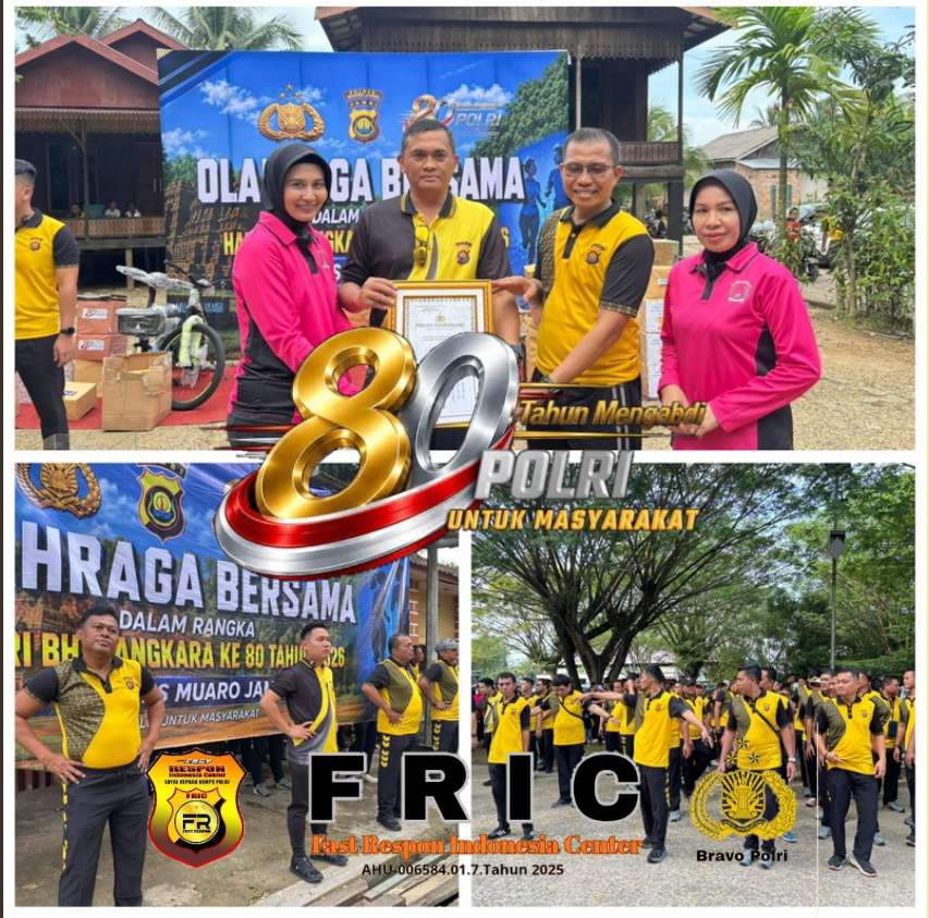 Semarakkan Rangkaian Hari Bhayangkara Ke-80, Polres Muaro Jambi Olah Raga Bersama