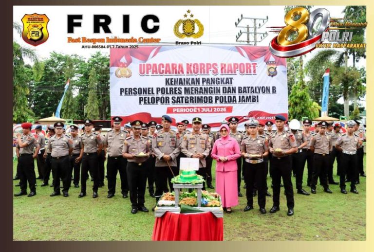 Kapolres Merangin Pimpin Korps Raport Kenaikan Pangkat 70 Personil, Tekankan Kekompakan dan Tanggung Jawab dalam Berdinas