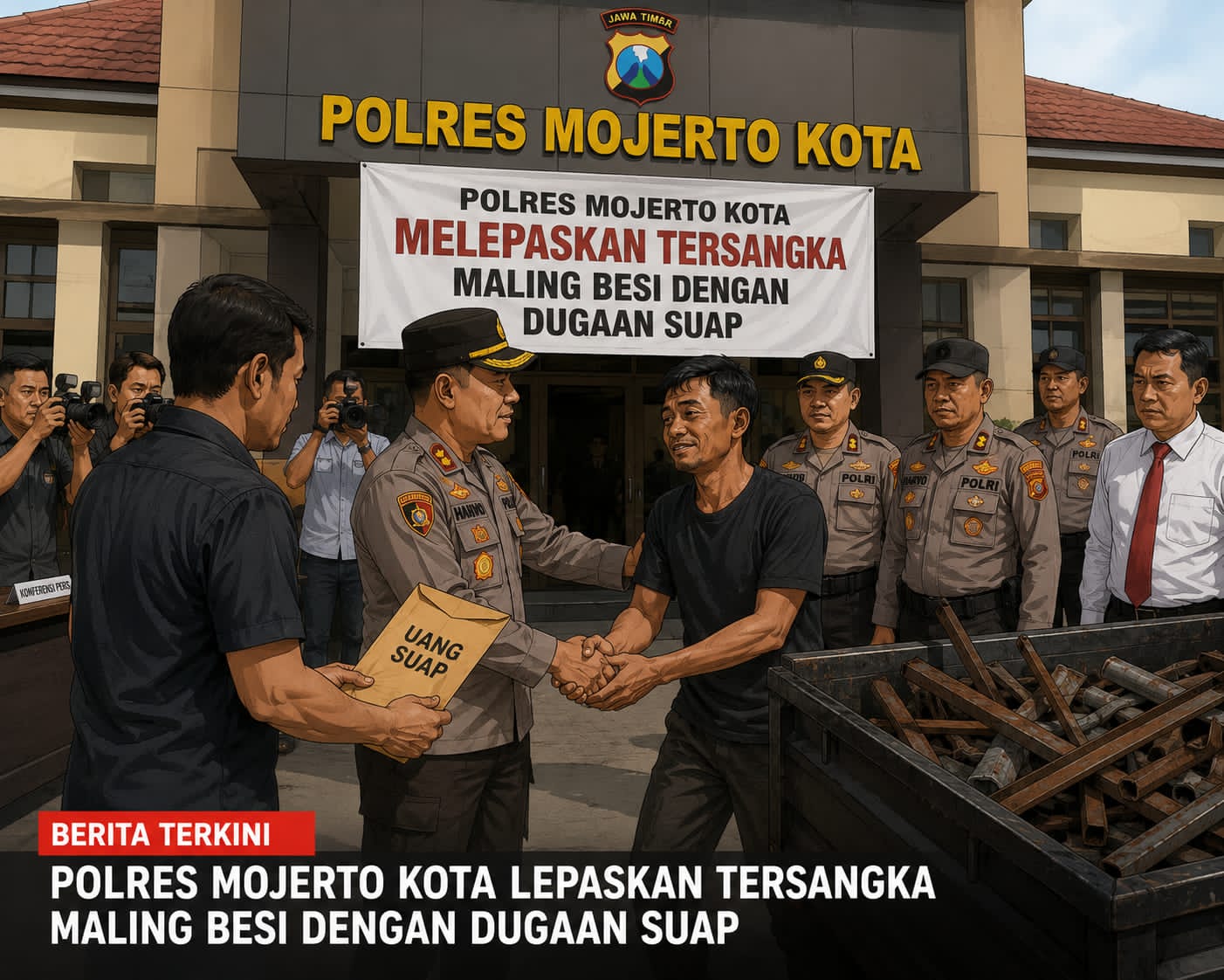 Dugaan Tangkap Lepas Kasus Pencurian Besi di Mojokerto Kota, Tiga Terduga Pelaku Dikabarkan Dipulangkan, Isu Tebusan Rp225 Juta Mencuat