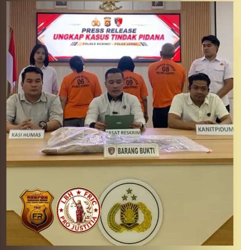 TIM GABUNGAN SAT RESKRIM POLRES KERINCI BERHASIL CIDUK 4 PELAKU CURAS LINTAS PROVINSI