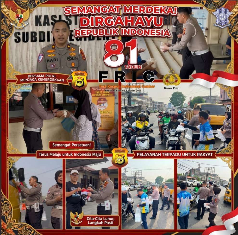 Jumat Berkah Penuh Semangat Kemerdekaan Sie STNK Ditlantas Polda Jambi Berbagi Makanan dan Bendera Merah Putih