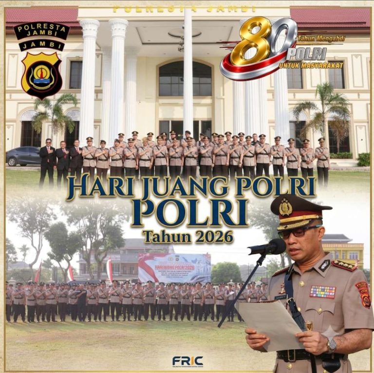 Kapolresta Jambi Pimpin Upacara Memperingati Hari Juang Polri Tahun 2026 “Polri Garda Mempertahankan NKRI, Polri Untuk Masyarakat”