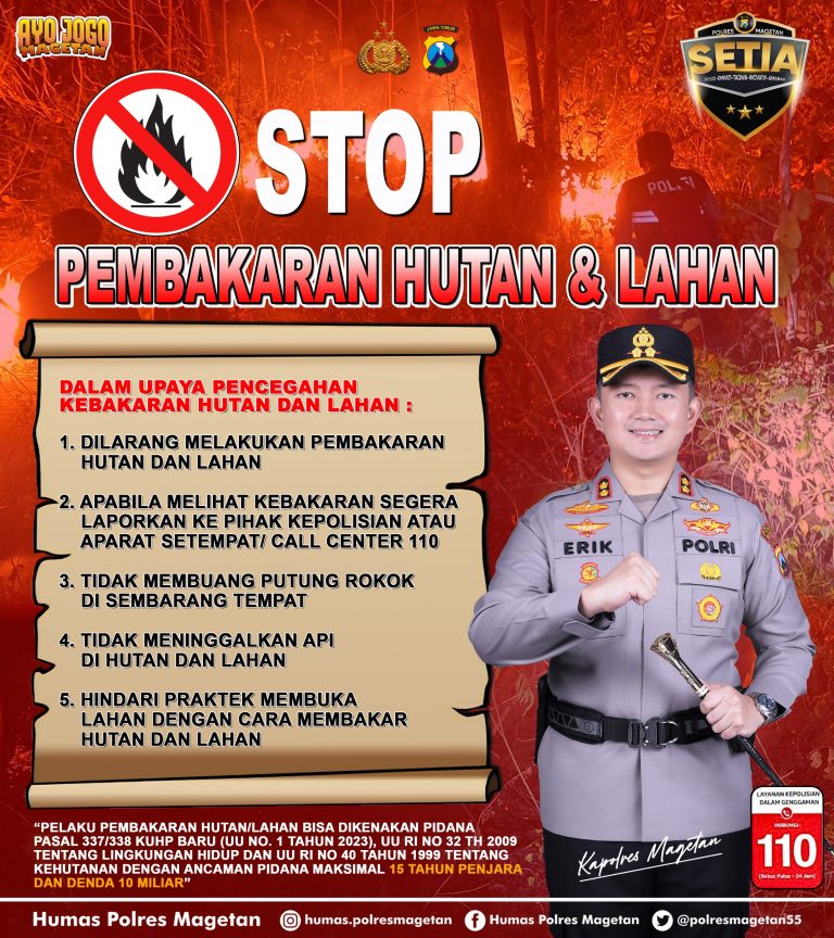Polres Magetan Tingkatkan Mitigasi Karhutla di Musim Kemarau, Larang Warga Membakar Lahan