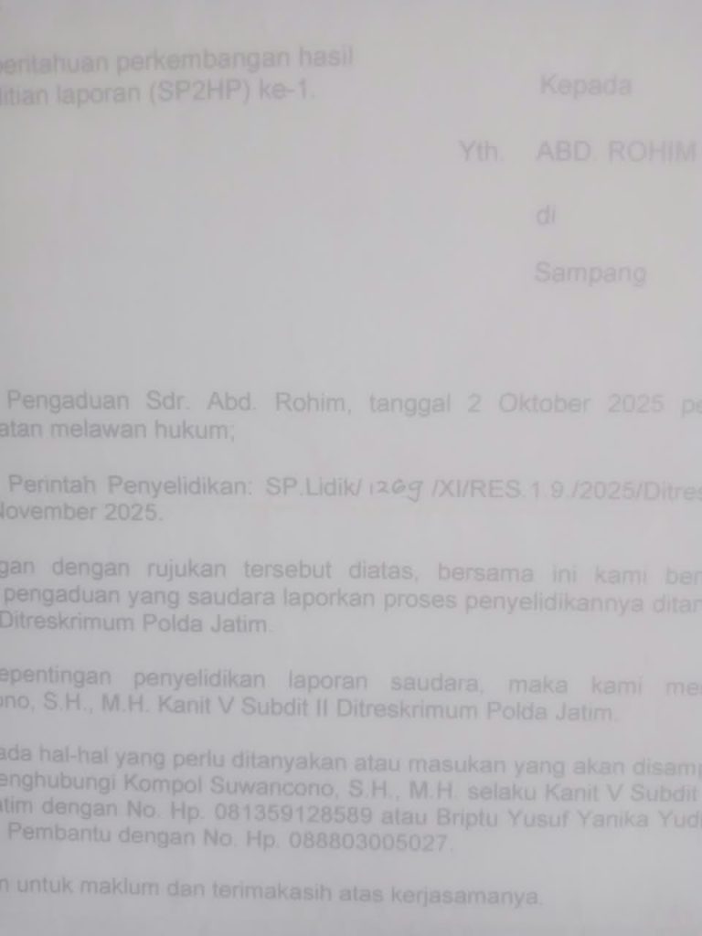 Dugaan Penyimpangan Perkara Tanah DI Ketapang Daya Disorot, Propam Polda Jatim Didesak Tuntaskan Pengaduan 